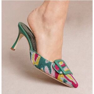Manolo Blahnik Multicolor Embroidered Heels